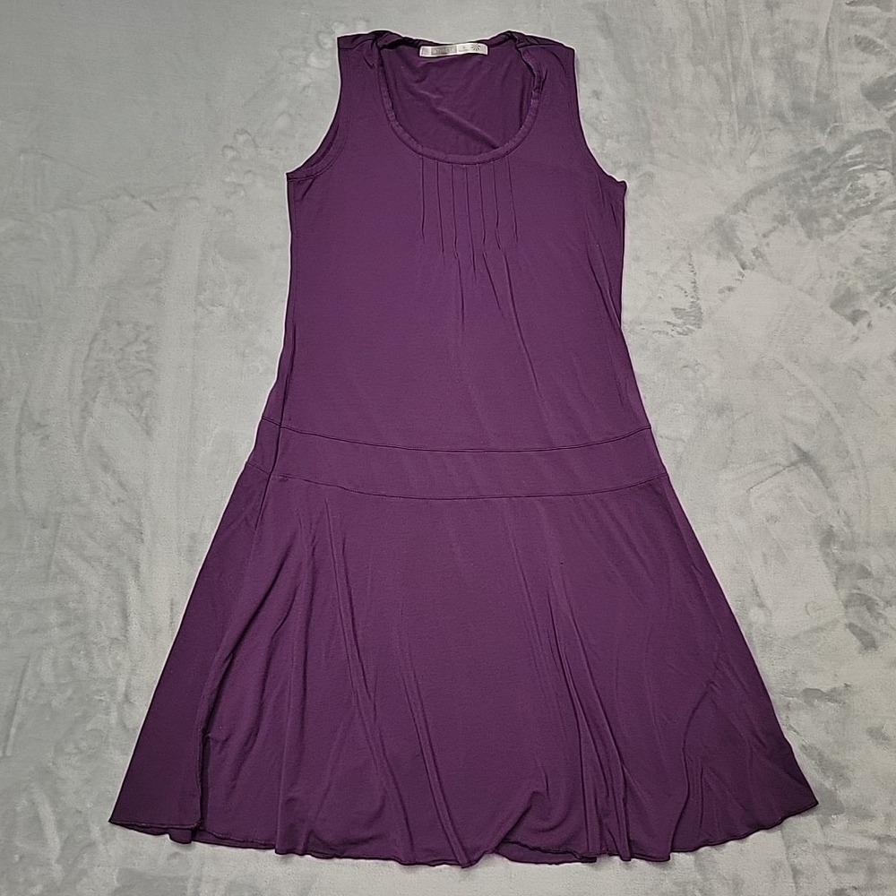 Athleta Dress Womens‎ M Purple Sleeveless Drop Waist Pleated Athleisure Comfort